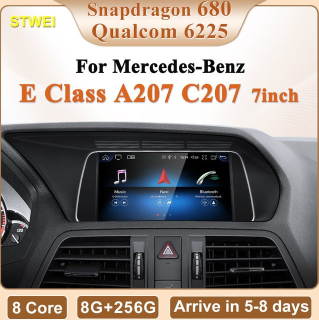 STWEI Android Auto Video Player mit 7 Zoll Display, Qualcomm Snapdragon 680, Wireless CarPlay und GPS für Mercedes Benz E Klasse W207 A207, Schwarz - Bild 1