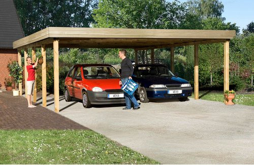 WEKA Doppelcarport 609 mit Stahltrapezdach aus Kiefernholz in Braun, B/T: 600 x 812 cm, Höhe: 240 cm - Bild 3