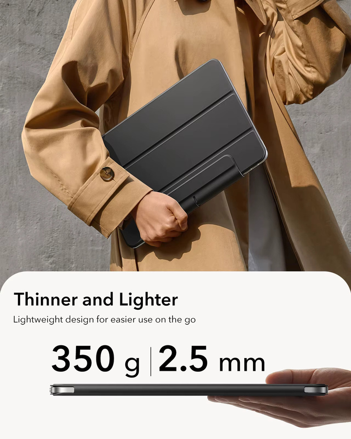ESR iPad Air 11 Zoll Hülle für M4/M3/M2 Modelle mit magnetischer Abdeckung und Auto-Wake-Funktion in Schwarz oder Lila - Bild 3