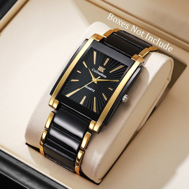 yolako Armbanduhr, Quarz, Edelstahl, Gold, rechteckig, Herren - Bild 1