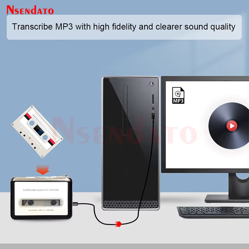 Nsendato Tragbarer USB-C Kassettenrekorder als Kassetten-zu-MP3-Konverter und Audio-Musik-Radioplayer - Bild 4