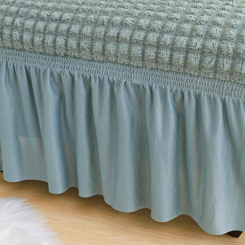S-EMIGA Stretch-Schonbezug für Esszimmerbänke und Fußhocker aus Polyester mit modernem Blasengitter-Design - Bild 4