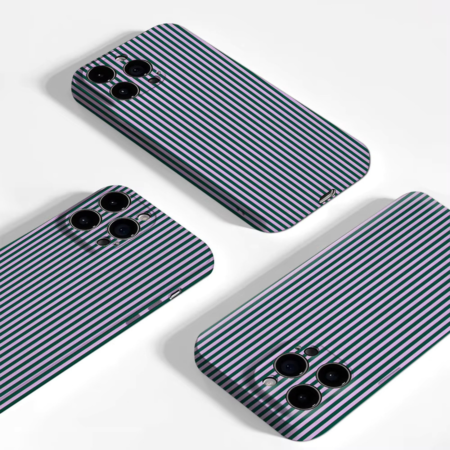 Handyhülle mit lila und grünen vertikalen Streifen für Apple iPhone 17 16 15 14 13 Pro Max Plus mit doppelschichtiger Rückseite - Bild 3