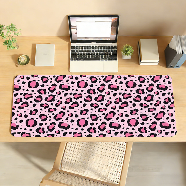 Rosa Mauspad mit Leopardenmuster, rutschfeste Schreibtischunterlage aus Gummi für PC und Laptop, pink - Bild 1