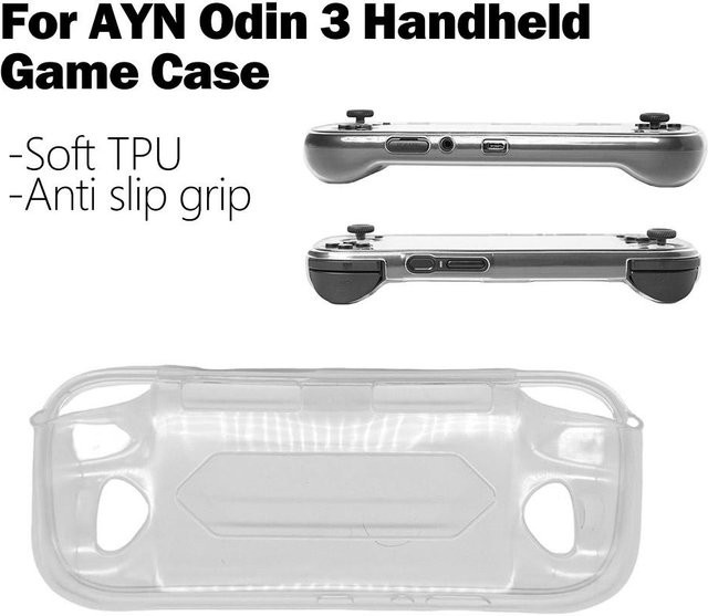 AYN Odin Schutzhülle aus TPU, sturzsichere und vibrationsdämpfende Abdeckung, transparent/schwarz - Bild 1