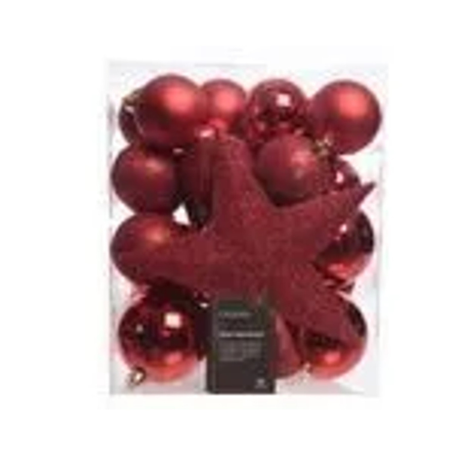 Kaemingk Weihnachtsbaumkugeln Rot, 33 Stück, Bruchfest, Durchmesser: 8 cm - Bild 2