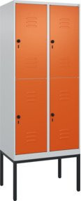 C+P Doppelstock-Spind Classic PLUS mit 2 Abteilen, Gestell, Sicherheits-Drehriegel, Reinorange, B/T/H: 212 x 80 x 50 cm - Bild 1