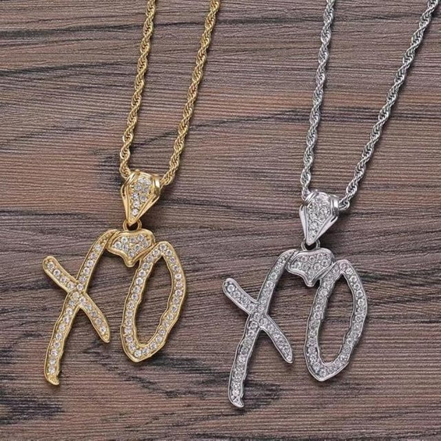 Eacoha Anhänger Halskette, XO Buchstaben, Zirkonia, Bicolor, Legierung, Unisex - Bild 1