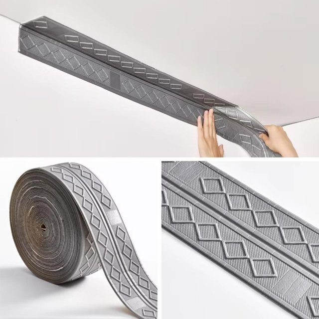 ZZjinhan Selbstklebende Wandleisten-Bordüre in Grau, Wasserdichte 3D-Diamant-Tapete mit geometrischem Design für dein Zuhause - Bild 1