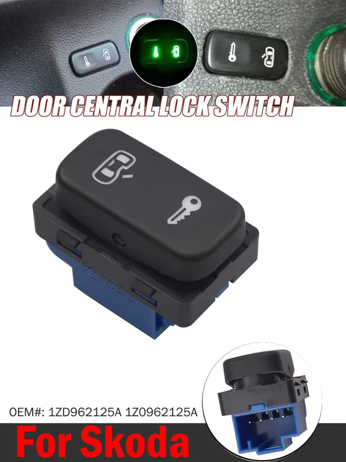 Malcayang Zentralverriegelungsschalter mit Hintergrundbeleuchtung in Schwarz für Skoda Octavia MK2 1Z (2004-2013) und Skoda Yeti (2009-2017) 1Z0962125A 1ZD962125A - Bild 3