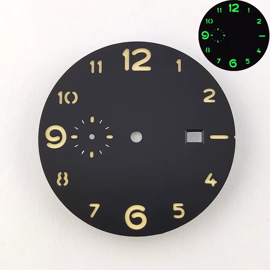 Seagull Uhrenzifferblatt, 36,5 mm, C3 Grün Leuchtend, Schwarz, Unisex - Bild 2
