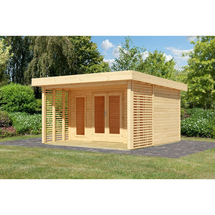Karibu Gartenhaus Janela aus Massivholz mit Dachbegrünung und Pultdach, Farbe: Naturbelassen, B/T/H: 393 x 393 x 238 cm - Bild 2