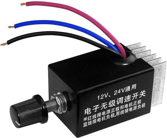 JTHabarah Regelungsschalter DC 12V 24V Geschwindigkeitsregler für elektrische Lüfter in Schwarz - Bild 1
