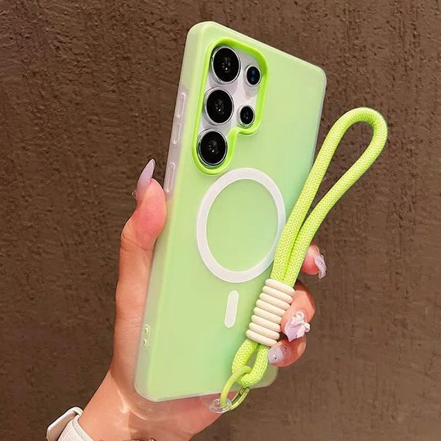 Samsung Galaxy Hülle mit MagSafe und Lanyard in Grün, weiche Silikonhülle mit mattem Finish für Galaxy A56 A36 A26 A16 A06 A07 A55 A35 A25 A15 A05 A54 - Bild 1