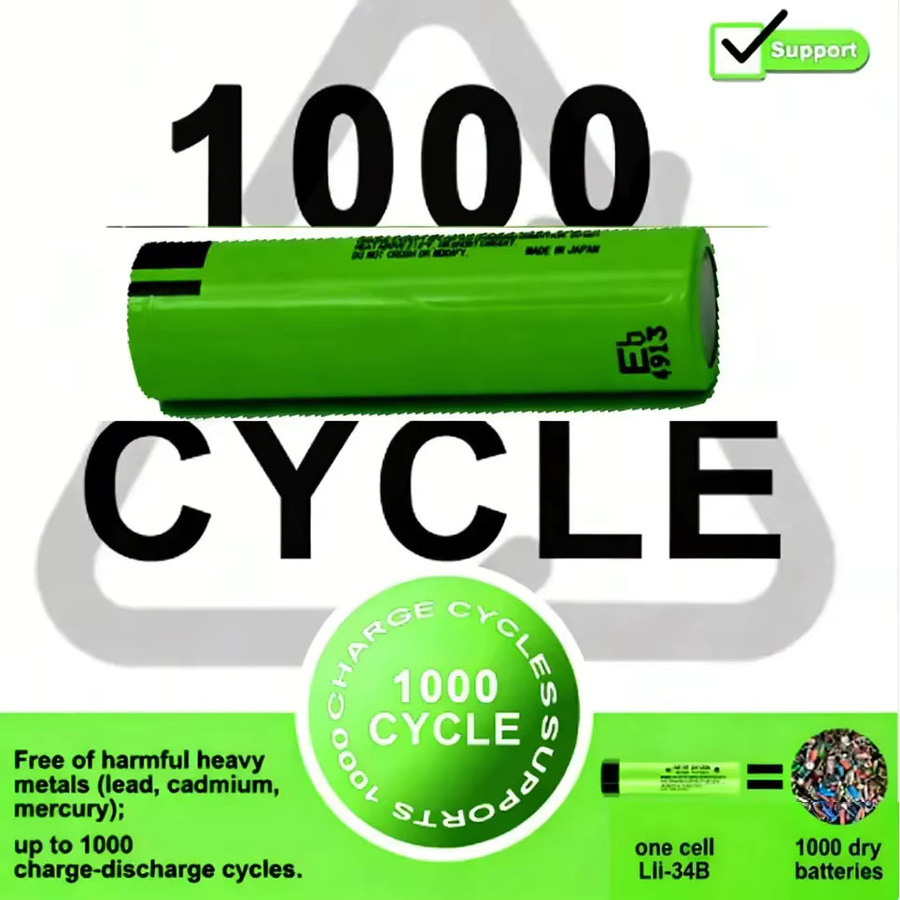 Wiederaufladbare 18650 34B Lithiumbatterie mit 3400 mAh und 3,7 V in Grün - Bild 2