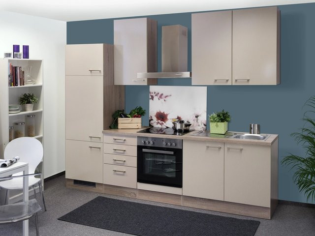 Flex-Well Exclusiv Küchenzeile Orlando in Kaschmir Glanz und Sonoma Eiche, B/T/H: 270 x 60 x 200 cm - Bild 1