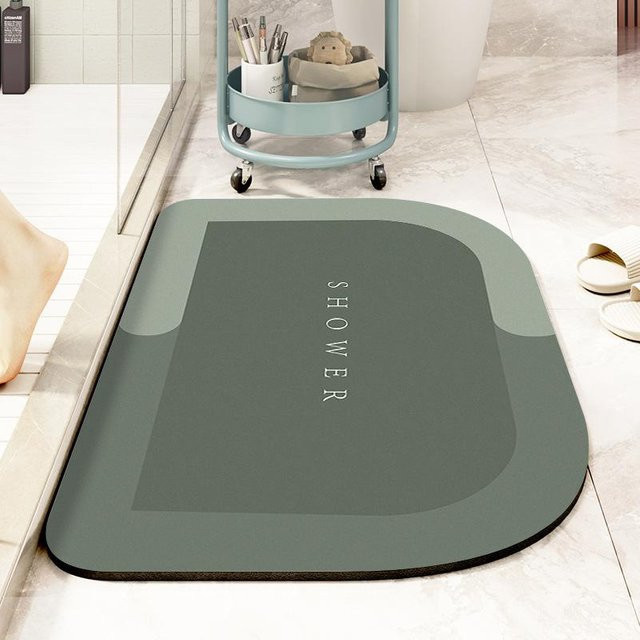Saugfähige Badezimmermatte von Yiran Furniture aus Kieselalgenschlamm, rutschfest und schnelltrocknend, oval, B/T: 60 x 40 cm - Bild 1