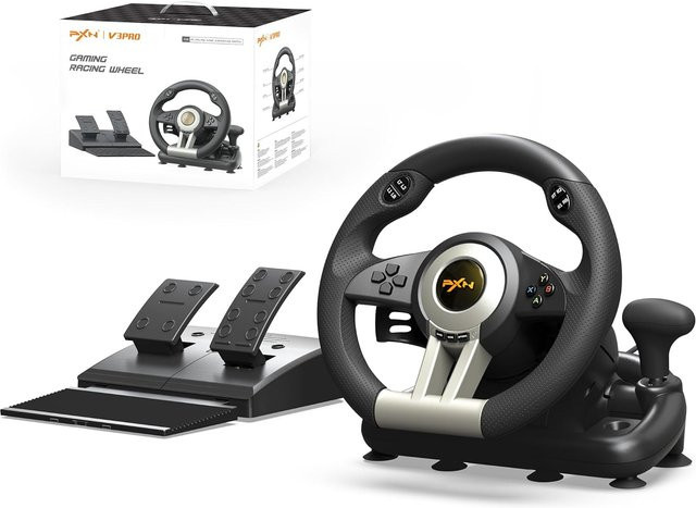 PXN V3 PRO PC-Rennlenkrad mit Pedalen in Schwarz für PC, PS3, PS4, Xbox One, Xbox Series X/S und Nintendo Switch - Bild 1