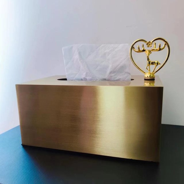Luxus Taschentuchbox aus Metall in Gold für Haushalt und Büro - Bild 1