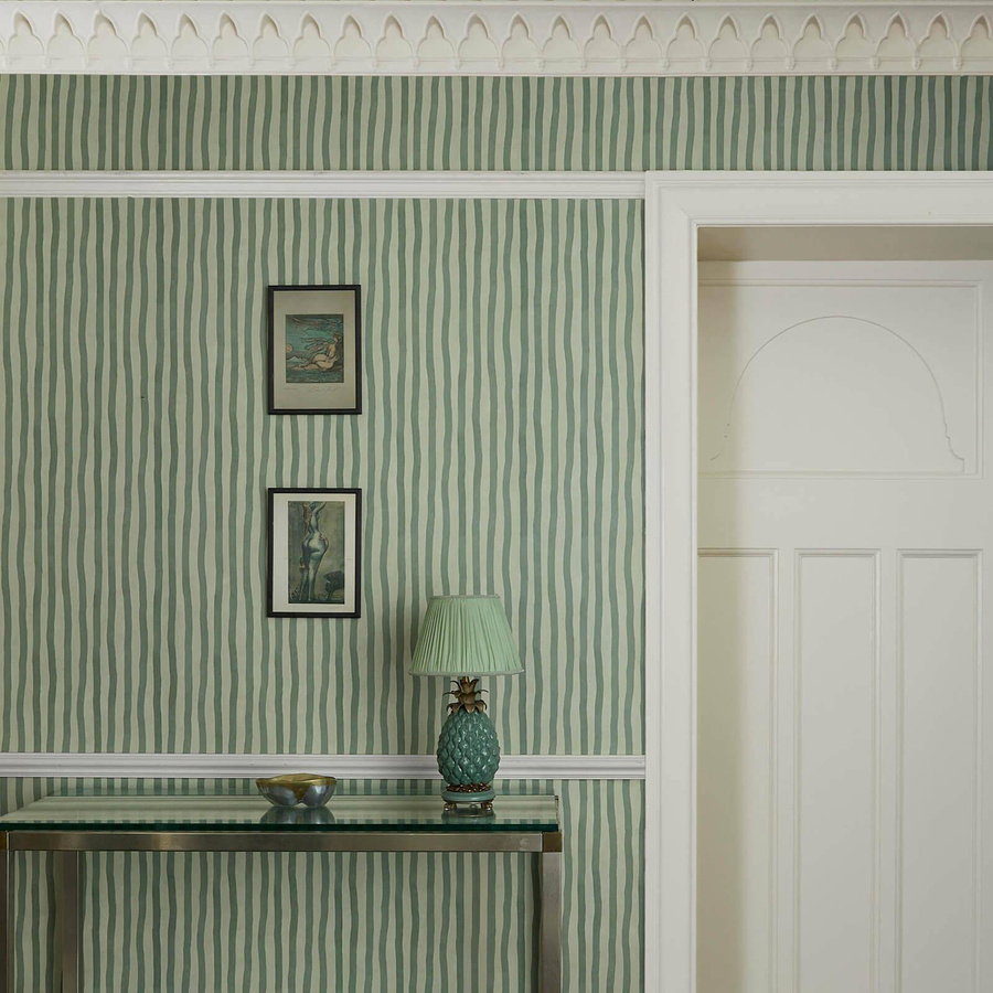 House of Hackney Tapete Artists Stripe in Opal Green mit abstraktem Streifenmuster, Vlies, Breite: 180 cm, Höhe: 300 cm - Bild 1