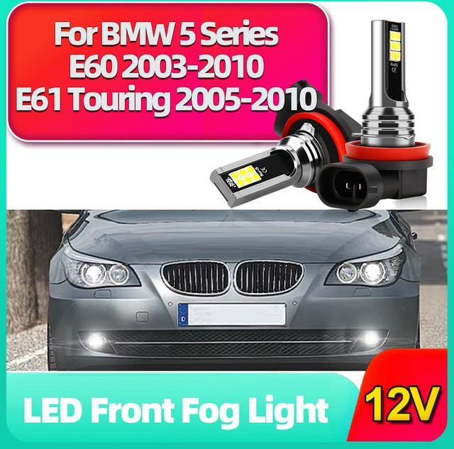 TEENRAM 2er Set LED Nebelscheinwerfer H8 H11 6000K Weiß für BMW 5er E60 und E61 Touring mit 3030SMD Chips - Bild 1