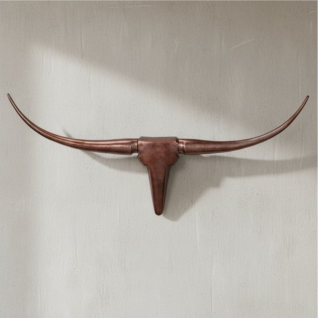 Dekoratives Bull Geweih von KADIMA DESIGN in Bronze aus Aluminium mit abstraktem Design, Breite: 100 cm, Tiefe: 40 cm - Bild 1