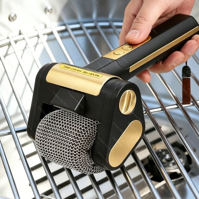 CENRR Elektrische Grillbürste mit austauschbaren Köpfen, kabelloser wiederaufladbarer BBQ-Grillreiniger in Schwarz - Bild 1
