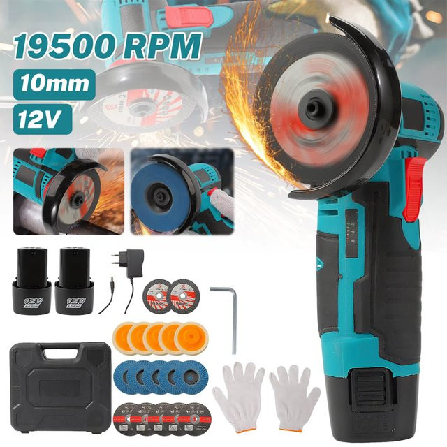 TKKEACE Mini-Winkelschleifer kabellos 12 V mit 19500 U/min in Blau - Bild 1