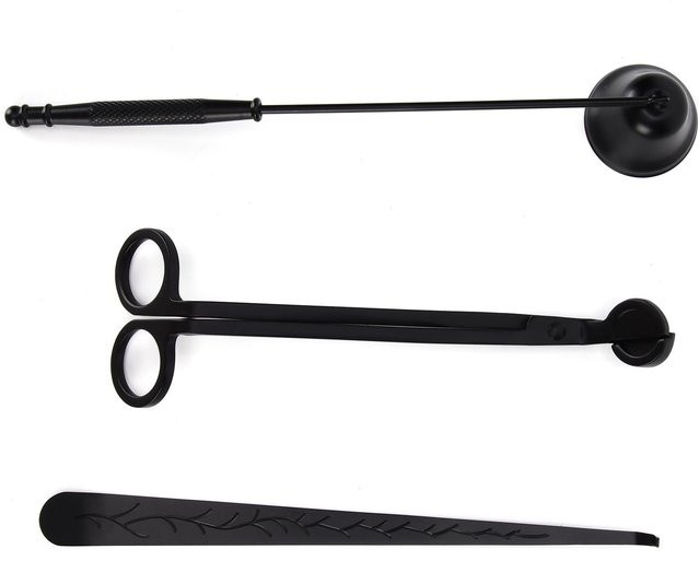 TOMTOP JMS Kerzenzubehör Set in Schwarz mit Docht-Trimmer, Cutter, Snuffer und Docht-Löffel, 3-teilig - Bild 1