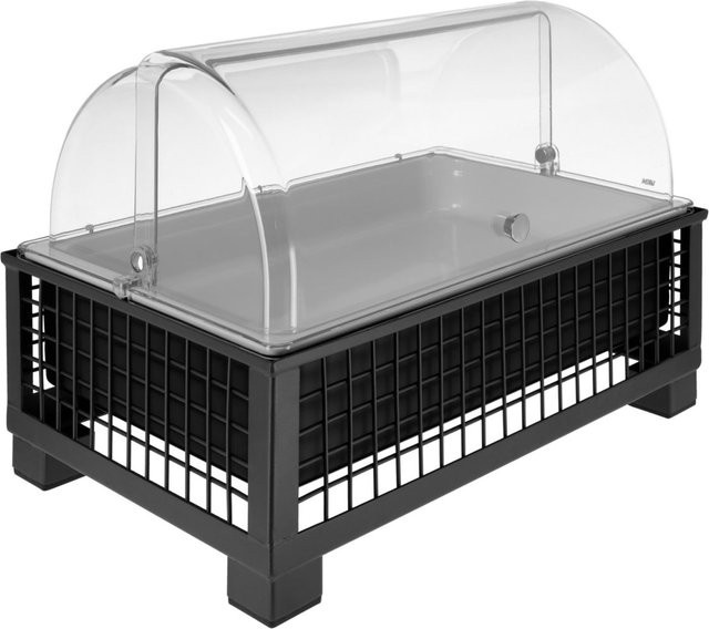 VEGA Buffetvitrine Portland hoch, Melamin weiß, anthrazit/transparent/weiß, B/T/H: 35,2 x 55,4 x 29,9 cm - Bild 1