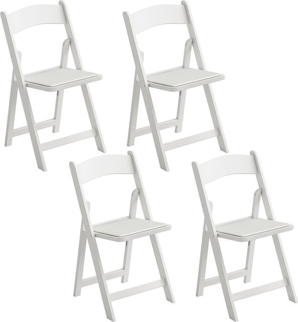 4er-Set HOMCOM Klappstühle aus Kunststoff mit PU-gepolstertem Sitz in Weiß, B/T/H: 45 x 44 x 78 cm - Bild 1