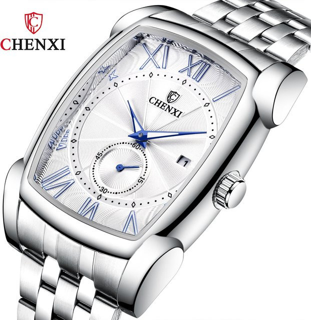 CHENXI Armbanduhr, Quarz, Aluminium, Edelstahl, Leder, Grau, Herren - Bild 1