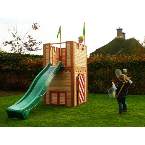 AXI Spielturm Arthur aus Holz in Braun-Rot mit grüner Rutsche, B/H/T: 319 x 195 x 110 cm - Bild 5