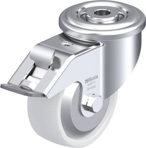 Blickle Lenkrolle mit Feststeller LER-PPN 80R-FI-FA in Silber und Weiß, Rad-Durchmesser: 80 mm, Tragfähigkeit: 120 kg - Bild 1
