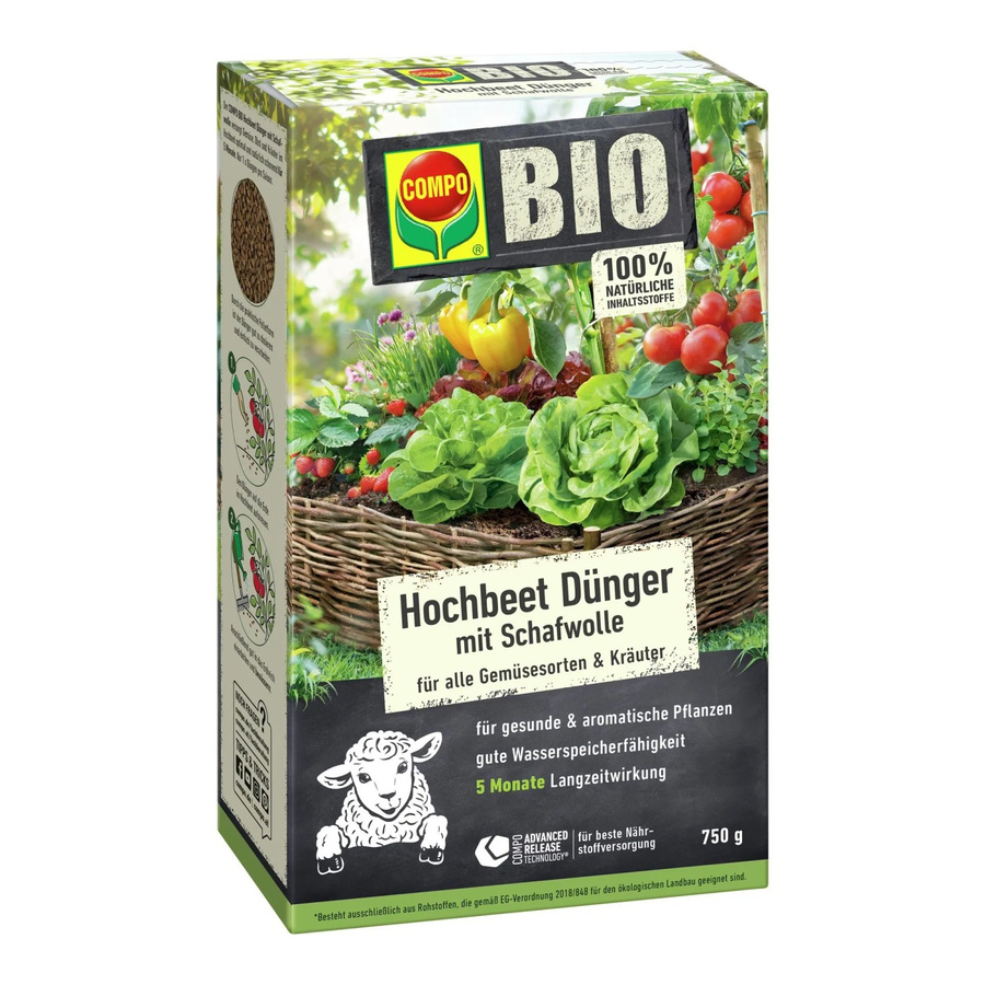 Compo Bio Hochbeet Langzeit-Dünger mit Schafwolle, 750 g - Bild 2