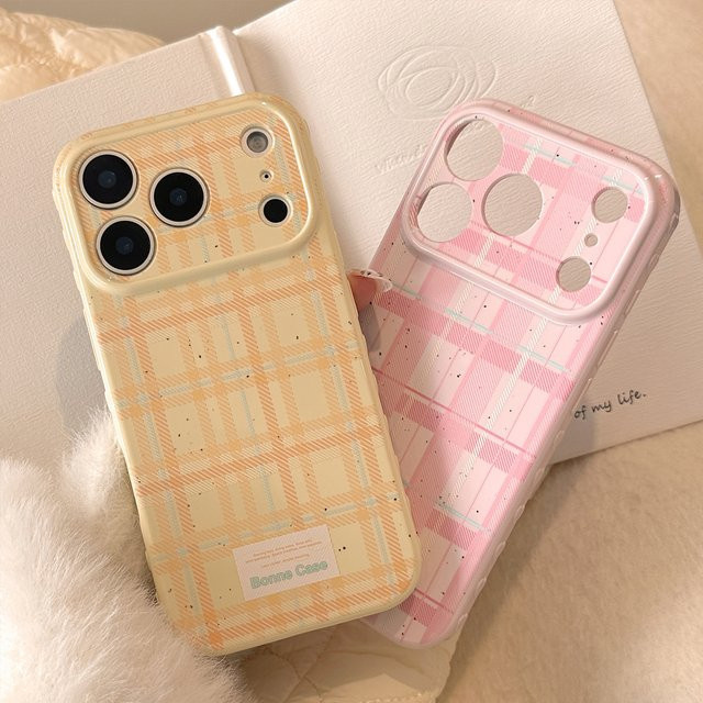MUQGEW Soft Phone Case mit koreanischem Splashed Ink Grid Pattern für iPhone 17 16 15 14 13 12 Pro Max in Gelb und Multicolour mit Kamera Objektiv Schutz und stoßfester Abdeckung - Bild 1