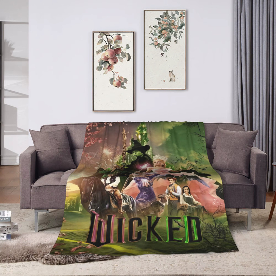 Potdemiel Wicked For Good Glinda und Elphaba Decke, weiche Grafik-Plüsch-Überwurfdecke aus Polyester, Mehrfarbig, B: 102 cm, T: 76 cm - Bild 2