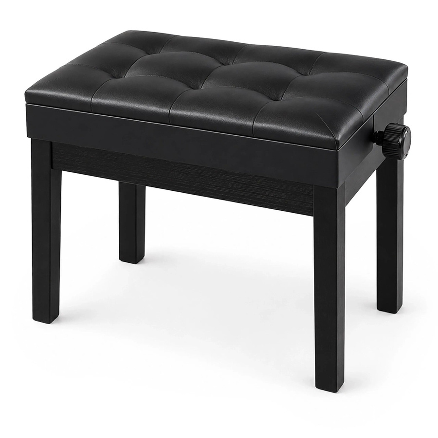 Relaxdays Klavierhocker aus Birkenholz mit schwarzem Kunstleder, höhenverstellbar und gepolstert mit Staufach, B/T/H: 55 x 33 x 48 bis 58 cm - Bild 2
