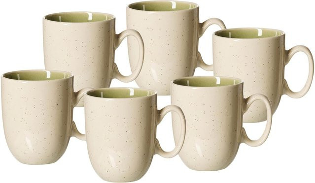 Ritzenhoff & Breker Kaffeebecher Skog aus Keramik, 6er Set, Green/Beige, 400 ml - Bild 1