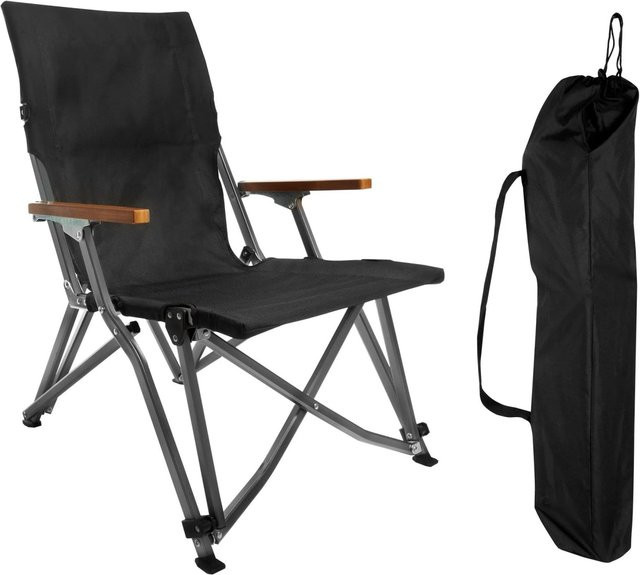 Osoltus Aluminium Faltsessel Low Campingstuhl mit Armlehnen, Schwarz, B/T/H: 60 x 44 x 38 cm - Bild 1