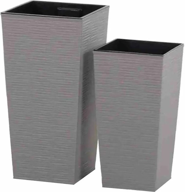 Siena Garden Pflanzgefäß Set Eco Nizza Grau 2-teilig B/T/H: 30 x 30 x 57 cm - Bild 1