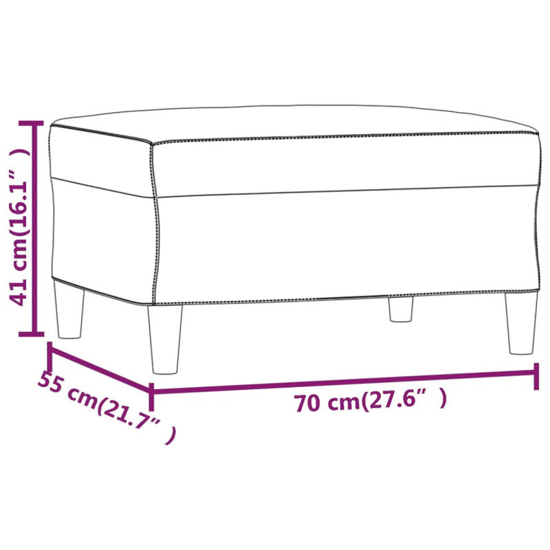 Vidaxl Hocker in Grau mit Stoffbezug, B/T/H: 70 x 55 x 41 cm - Bild 3