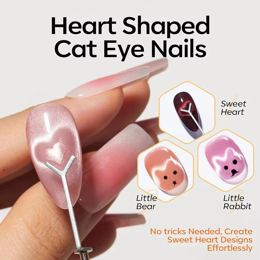 LINMANDA Nagelkunst-Werkzeugset, Cat Eye Magnetischer Stift, Pink, Schimmernd - Bild 2