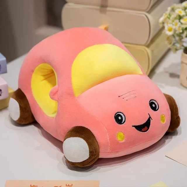 Kawaii Cartoon Auto Modell Kuschelkissen für Kinder in Pink, B/T/H: 30 x 20 x 18 cm - Bild 1