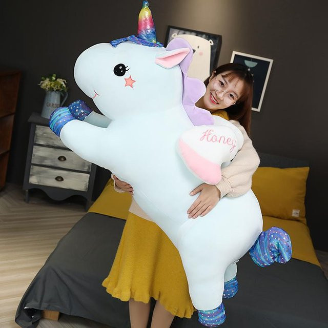 KUY Einhorn Plüsch Spielzeug, Regenbogen, 60cm, ab 14 Jahre - Bild 1