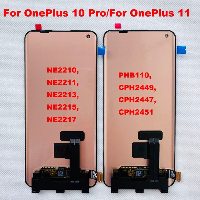 Originales AMOLED Display mit Touch Panel Digitizer und Frame für OnePlus 10 Pro NE2210 und OnePlus 11, 6.7 Zoll, Silber/Mehrfarbig - Bild 1