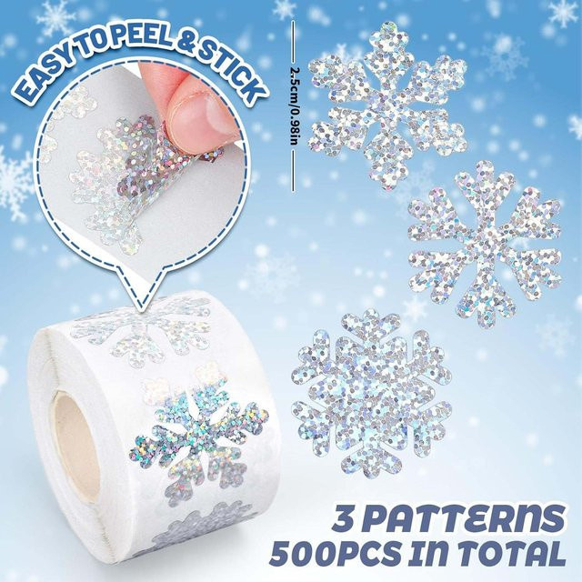 Laser Weihnachten Schnee Aufkleber für Geschenkverpackungen und Sammelalben für Kinder - Bild 1