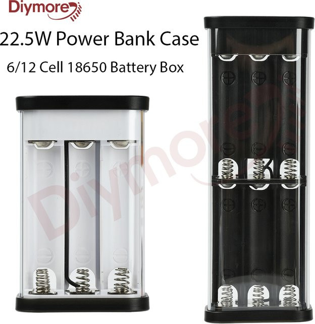 diymore Mobile Power Case PD22.5W, transparentes Powerbank-Gehäuse für 18650-Zellen, lötfreies DIY-Kit, Farbe: Weiß/Transparent - Bild 1