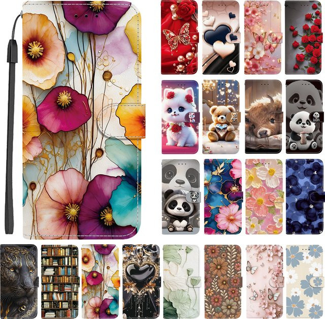 Elegante Flip-Lederhülle mit Blumenmuster für Xiaomi Redmi 15C, Redmi 15 Note, Redmi 15 Pro+, Redmi 15 Plus 5G und Redmi 15 4G in Multicolor mit integrierter Geldbörse - Bild 1