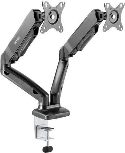 SpeaKa Professional SP-MM-910 Doppel-Monitorhalterung für 2 Displays von 43,2 cm bis 81,3 cm in Schwarz mit Gasdruck-Technik, schwenkbar und neigbar - Bild 1